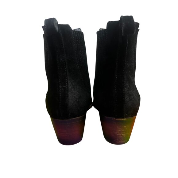 Sold Thursday Dreamer Suede Bootie Womens 9 Black Chelsea Pointed Toe Classic - Picture 13 of 16